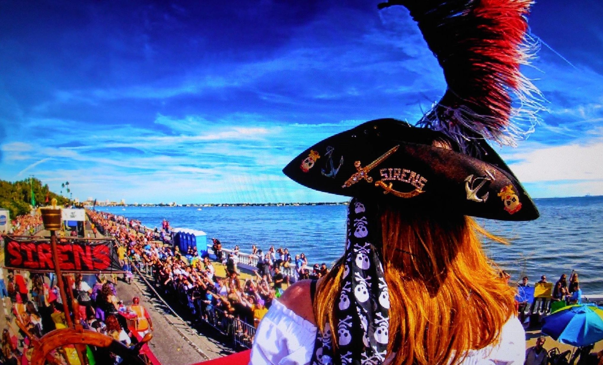 Pirate-themed parade by the oceanfront.