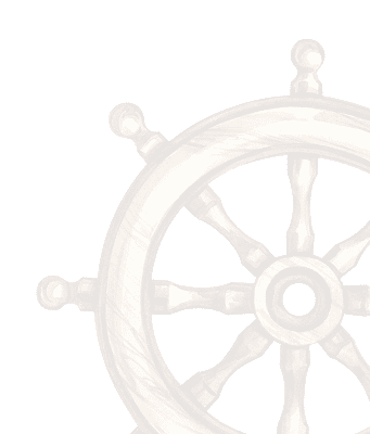 Wooden ship wheel on black background.
